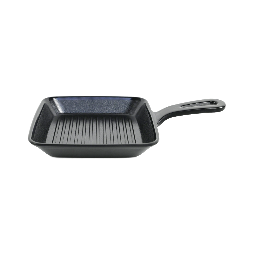 Vague Black Melamine Rectangle Plate With Handle 9.75'' x 6''