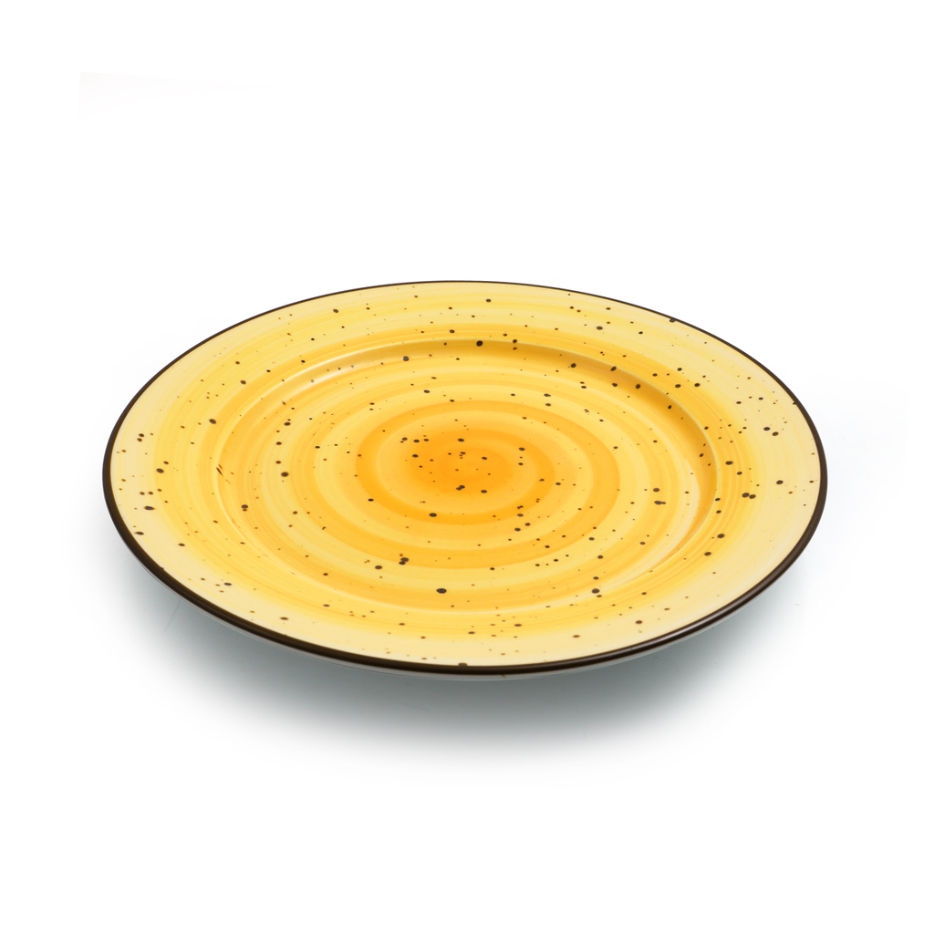 Porceletta Yellow Color Glazed Porcelain Flat Plate 21 cm / 8"