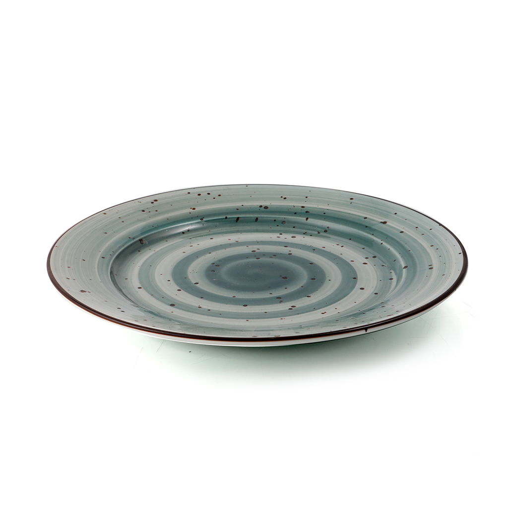 Porceletta Green Color Glazed Porcelain Flat Plate 30.5 cm / 12"