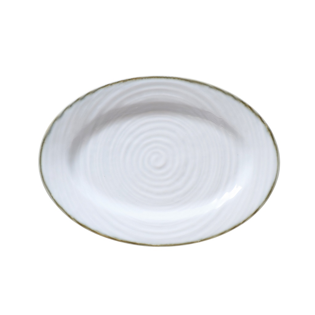 Porceletta Terra Reactive Glaze Porcelain Oval Plate 14"