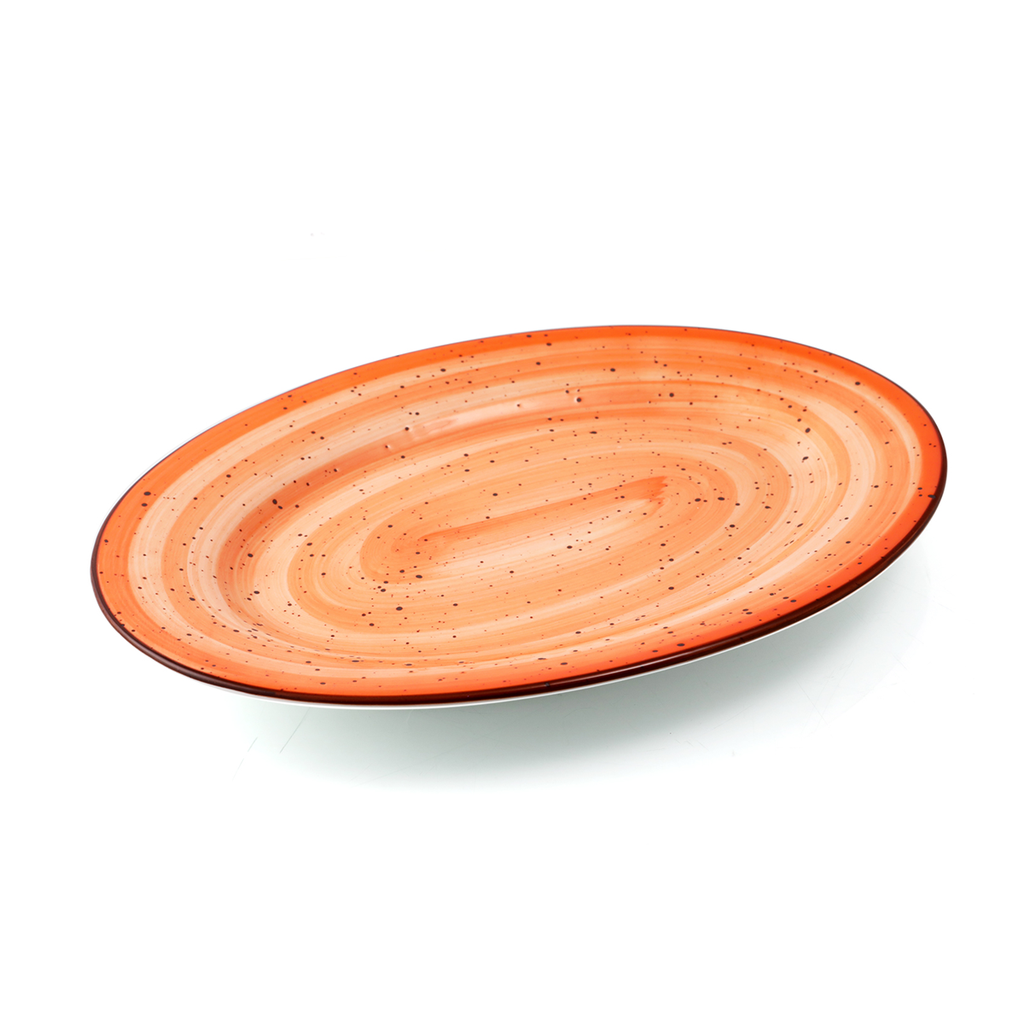 Porceletta Orange Color Glazed Porcelain orange Oval Plate 35 cm / 14"