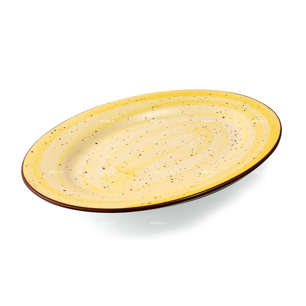 Porceletta Yellow Color Glazed Porcelain yellow Oval Plate 35 cm / 14"