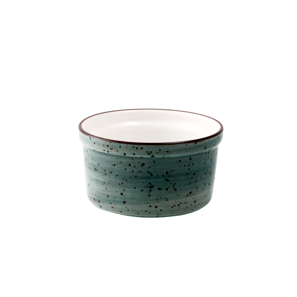 Porceletta Green Color Glazed Porcelain Green Lined Ramekin 9 cm