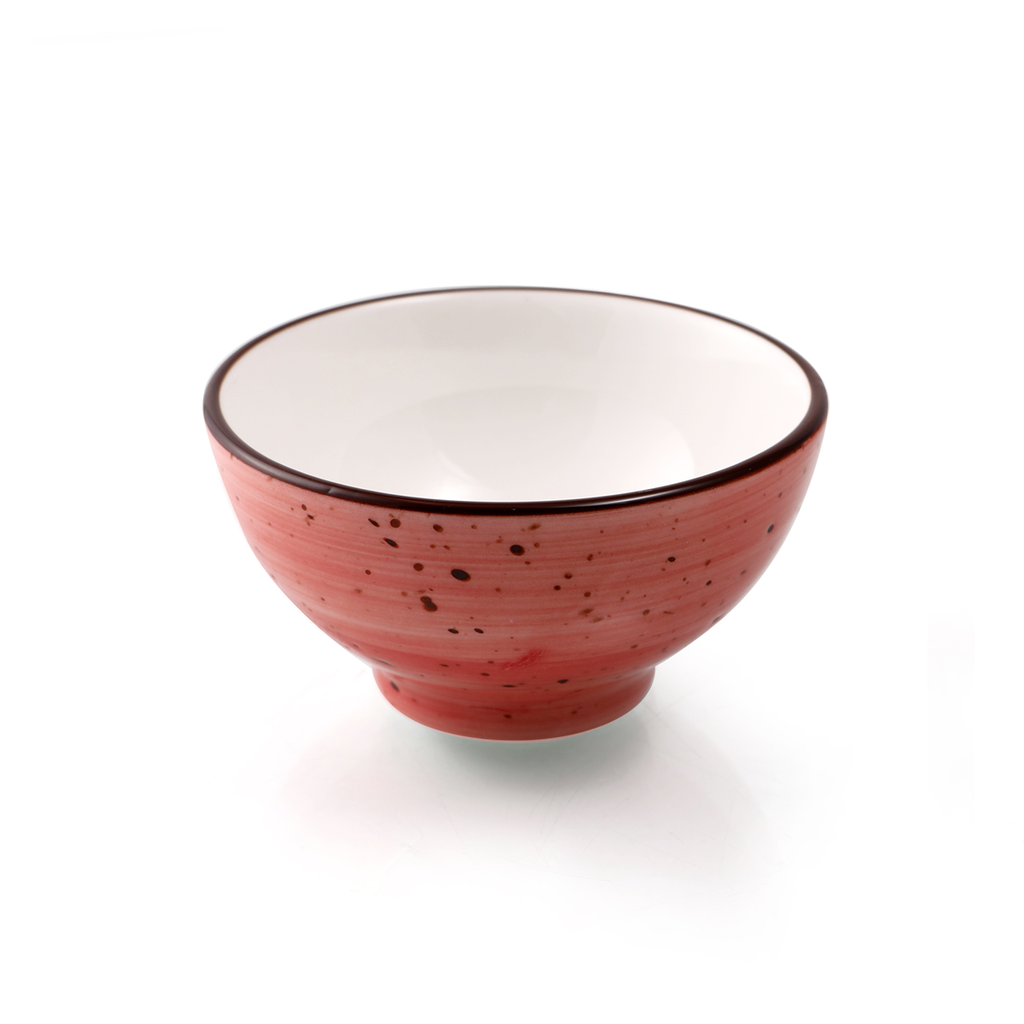 Porceletta Red Color Glazed Porcelain Small Footed Bowl 8 cm