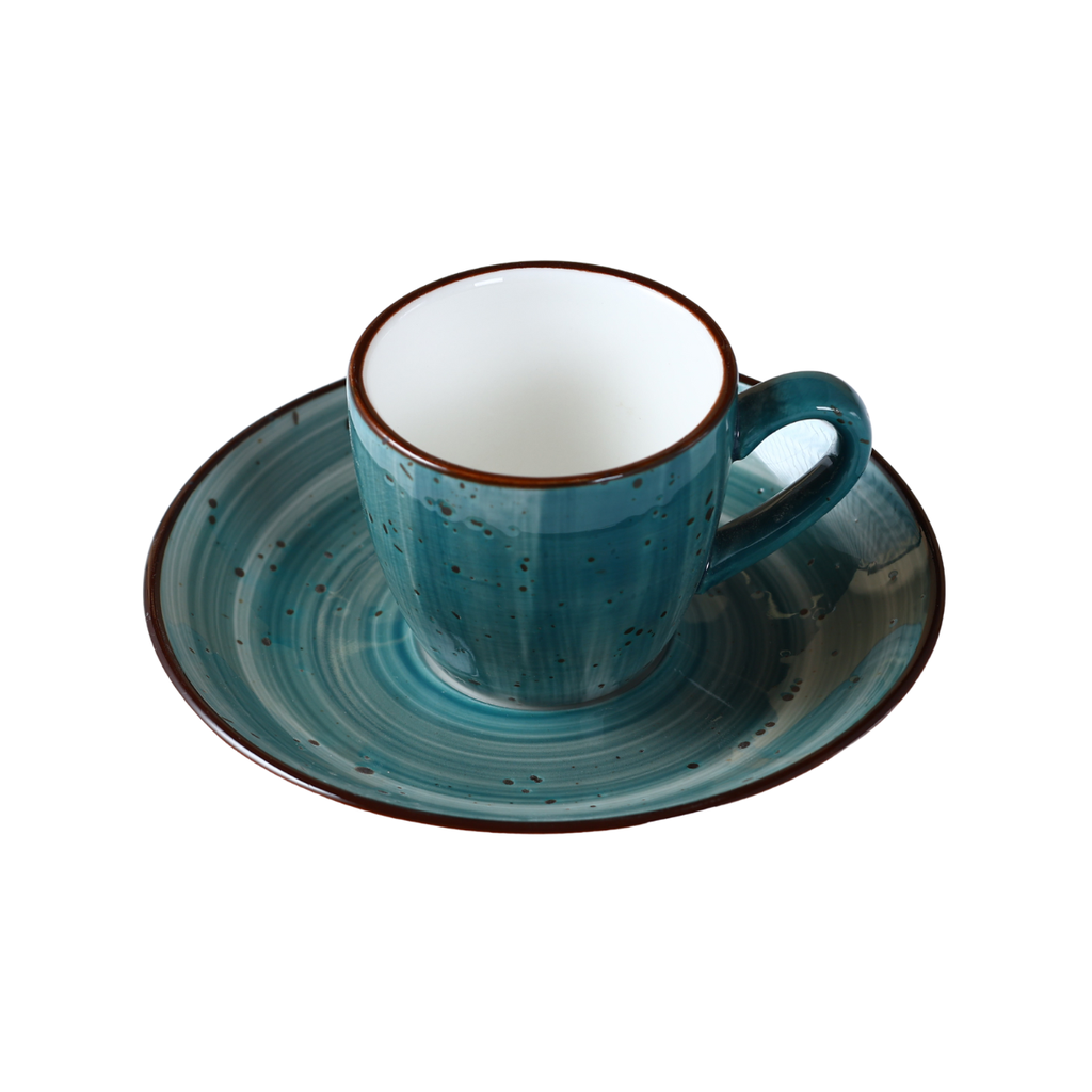 Porceletta Green Color Glazed Porcelain Espresso Cup & Saucer 80 ml