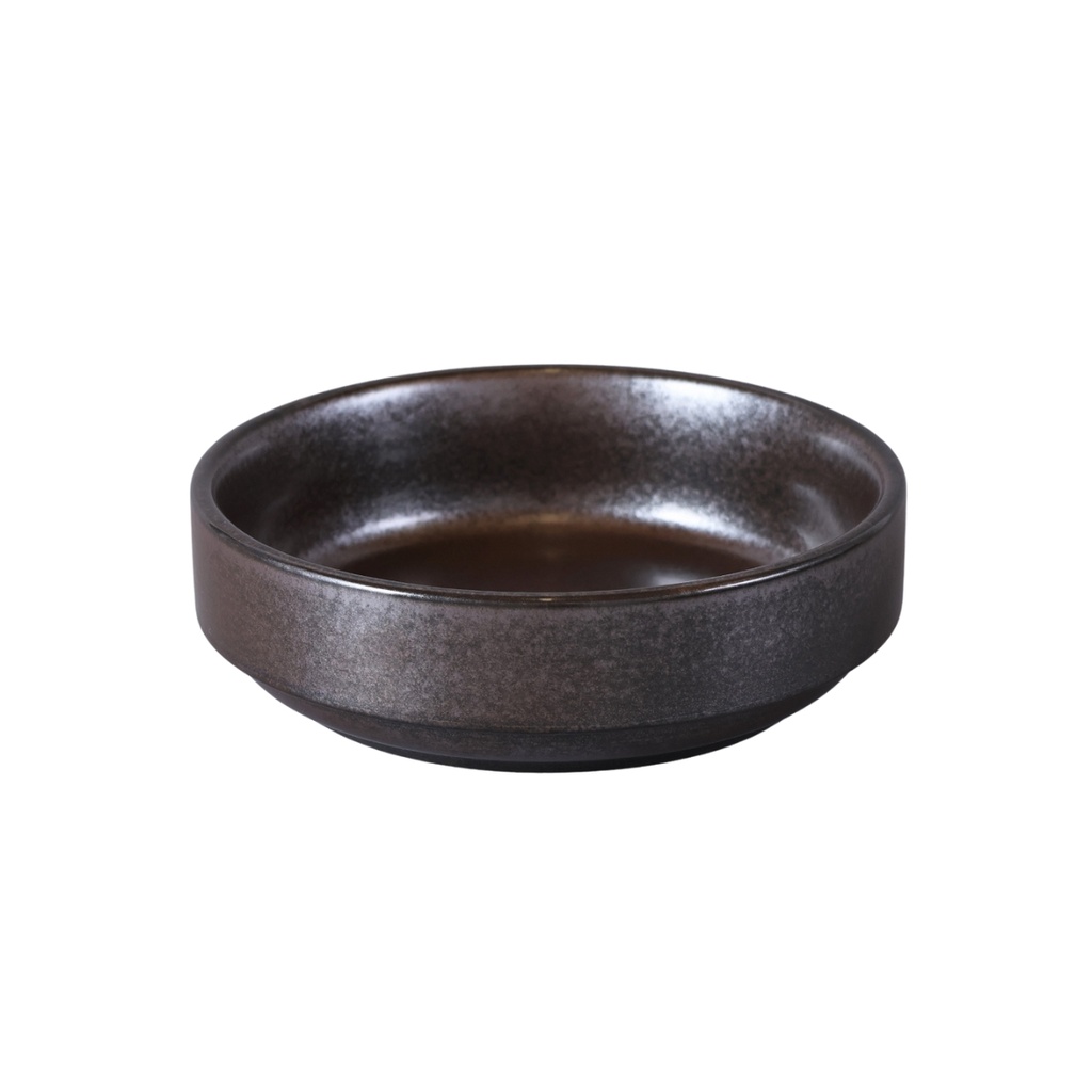 Porceletta Rustic Black Reactive Glaze Porcelain 6” Deep Plate