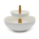 Porceletta Ivory Porcelain 2 Tier Bowl Serving Set