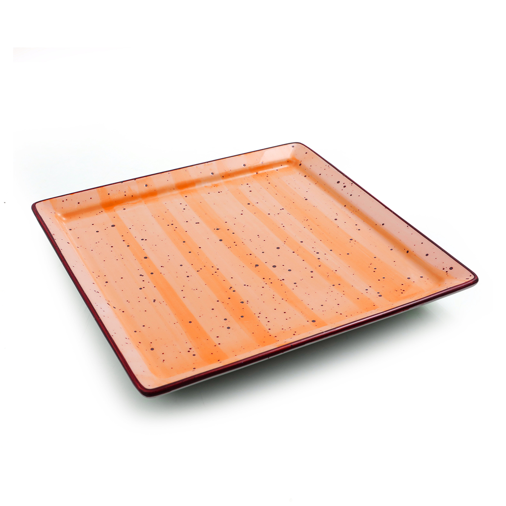 Porceletta Orange Color Glazed Porcelain Square Plate 14 cm / 6"
