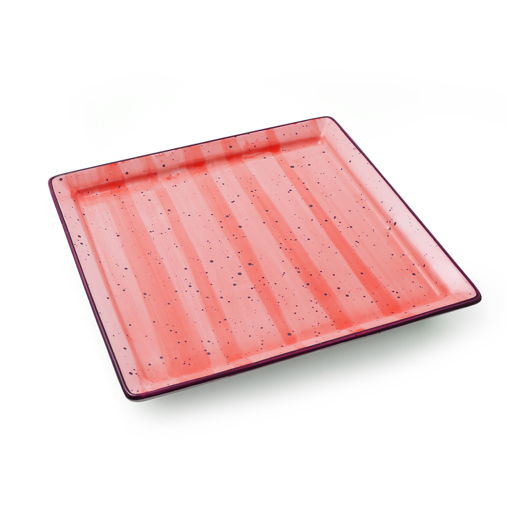 Porceletta Red Color Glazed Porcelain Square Plate 18 cm / 7"