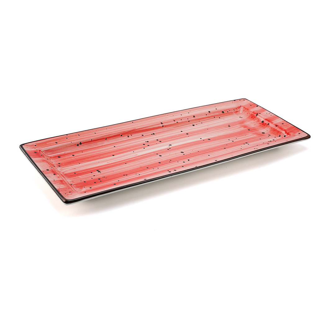 Porceletta Red Color Glazed Porcelain Rectangular Plate 29 cm / 12"