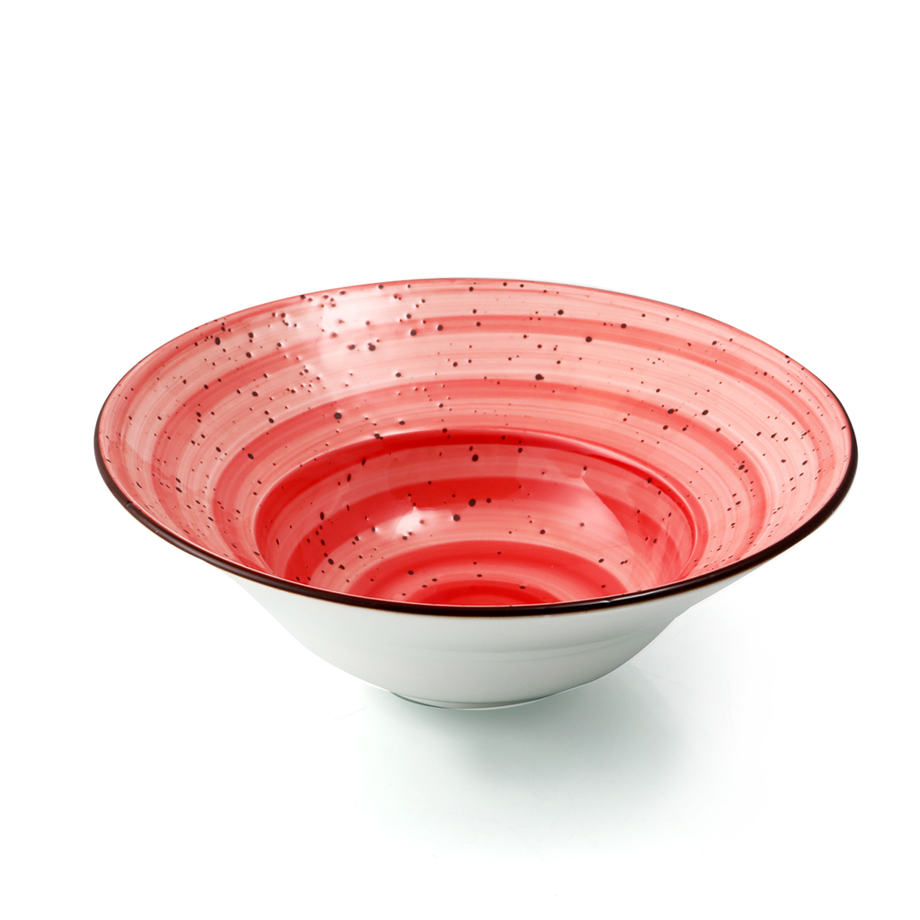 Porceletta Red Color Glazed Porcelain Pasta & Soup Plate 23 cm / 9"