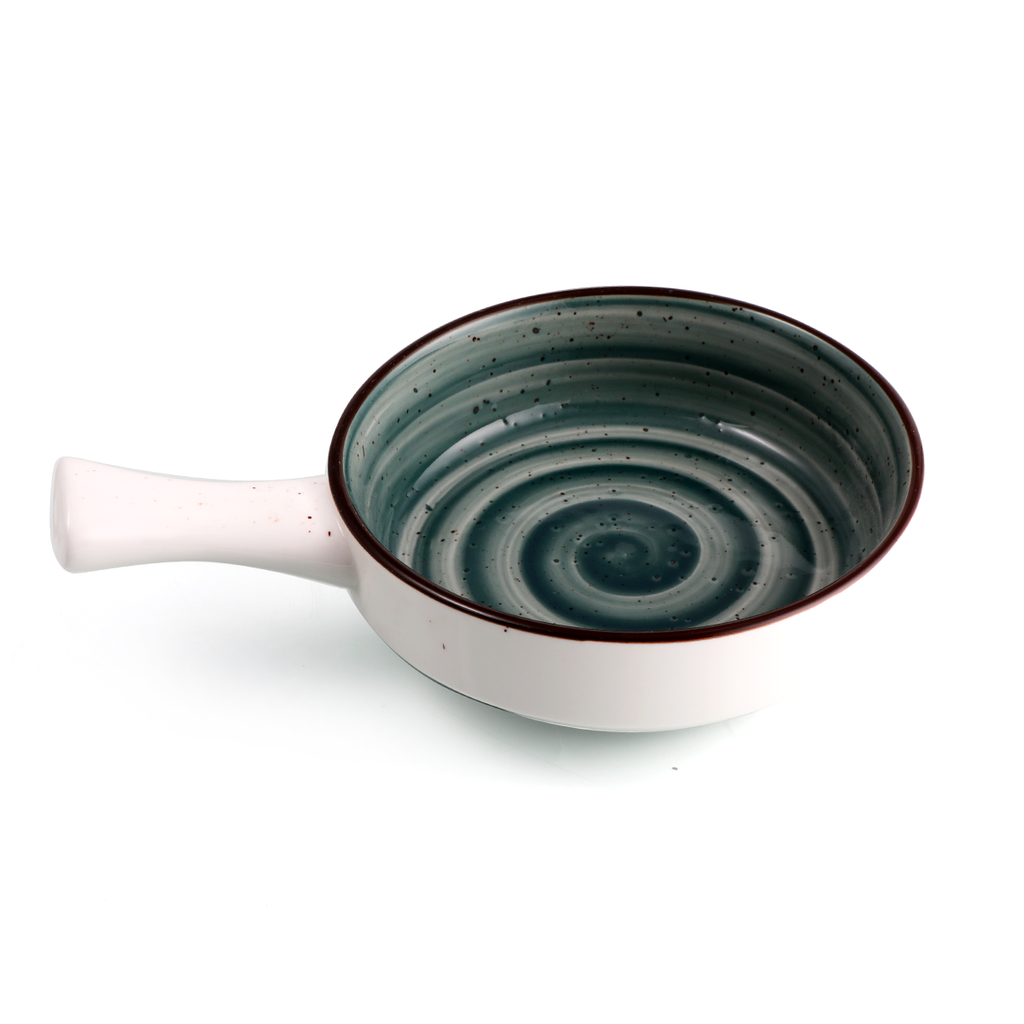 Porceletta Green Color Glazed Porcelain Green Serving Pan  8.5"