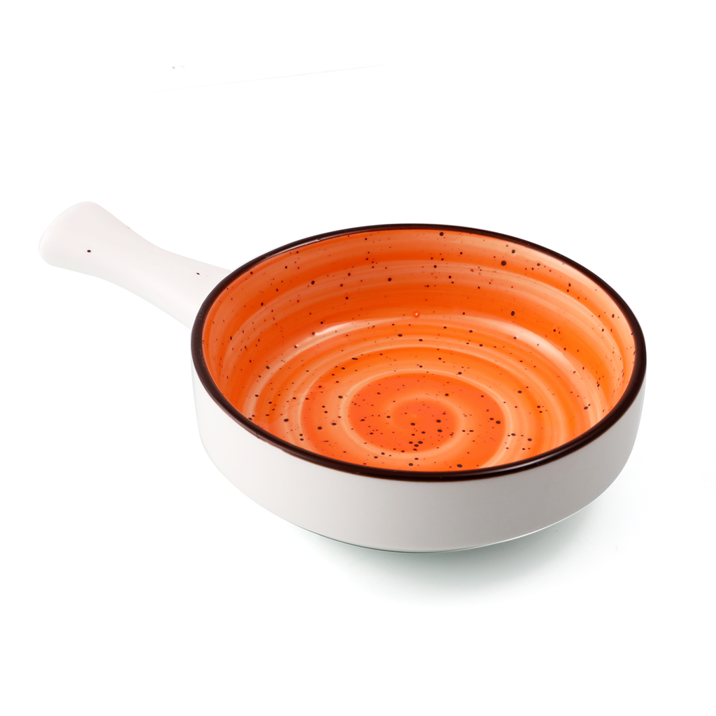 Porceletta Orange Color Glazed Porcelain Serving Pan 8.5"
