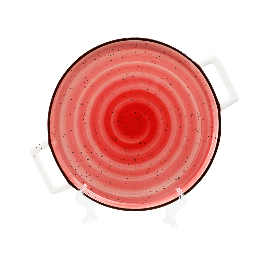 Porceletta Red Color Glazed Porcelain Red Pizza Plate 26 cm / 10"