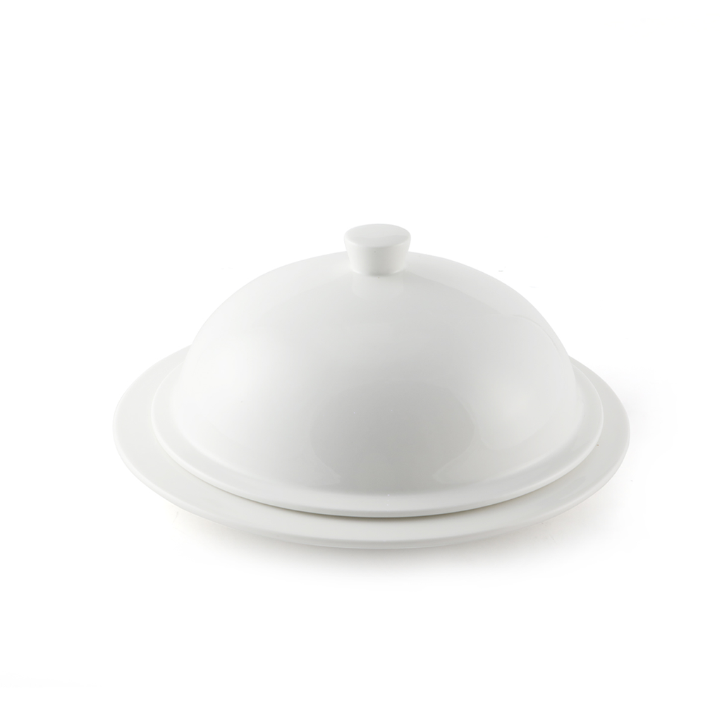 Porceletta Ivory Porcelain Flat Plate with Cover 25.5x2.7 cm