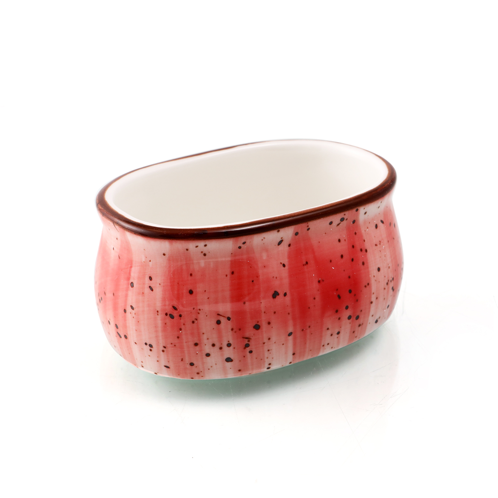 Porceletta Red Color Glazed Porcelain Sugar Pot 4"