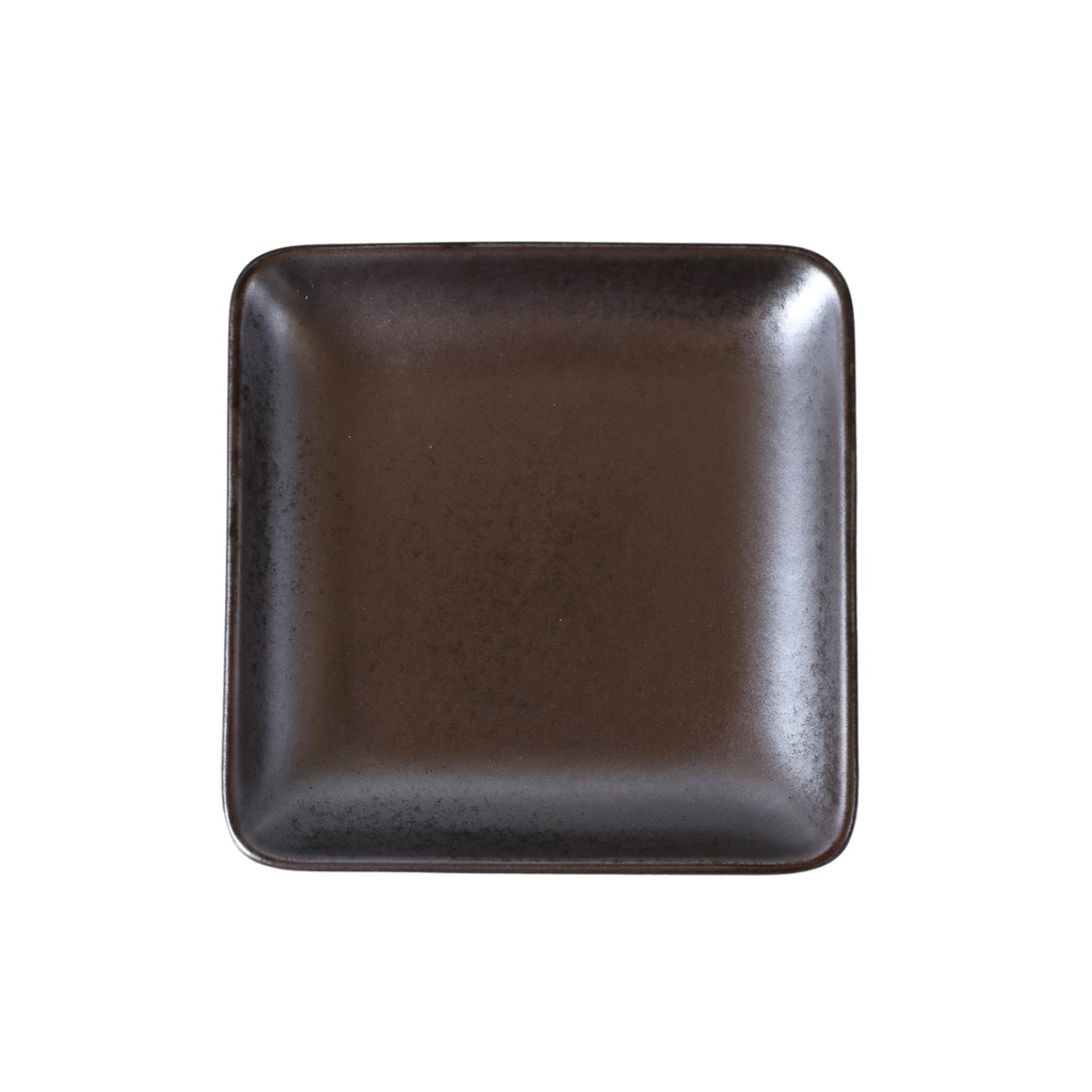 Porceletta Rustic Black Reactive Glaze Porcelain 4.875" Square Plate