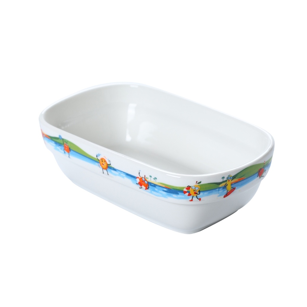 Porceletta Ivory Porcelain Kids Rectangular Deep Dish 15.5 cm x 9.3 cm