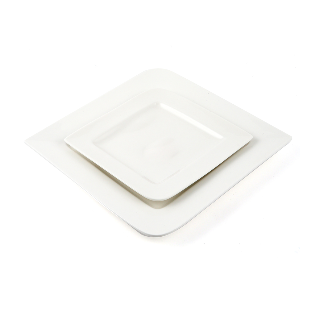 Porceletta Ivory Porcelain Square Plate with Round Egdes 26 cm / 10"