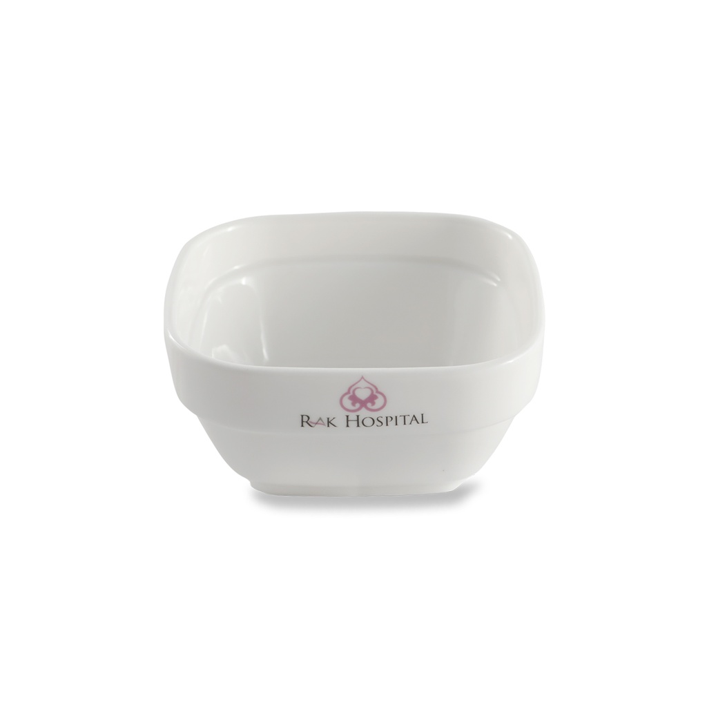 Porceletta Ivory Porcelain Stackable Square Bowl  with logo 4 "