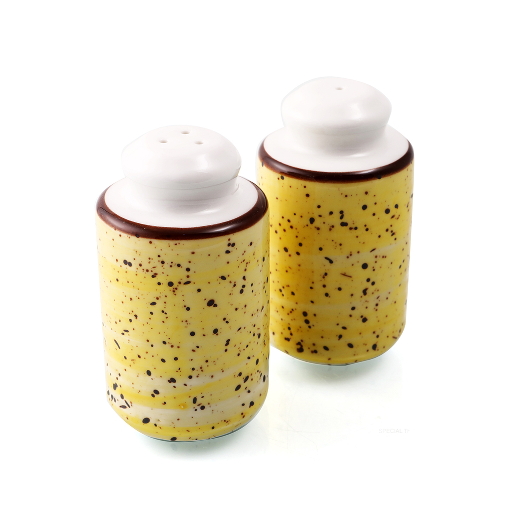 Porceletta Yellow Color Glazed Porcelain Salt & Pepper Set