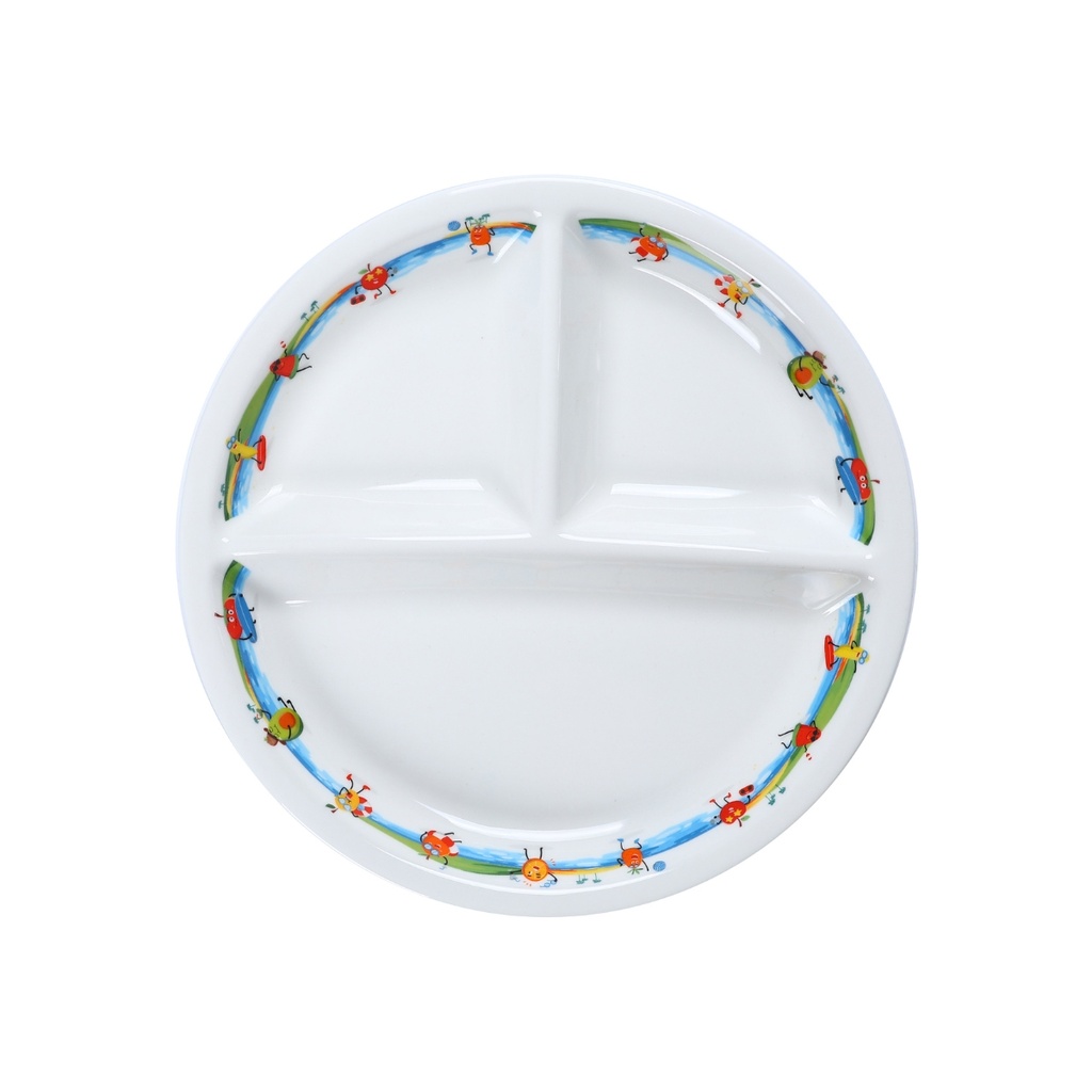 Porceletta Ivory Porcelain Kids Divider Plate 9" 3 compartments