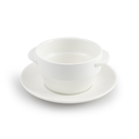 Porceletta Ivory Porcelain Stackable Soup Cup with Handle & Saucer
