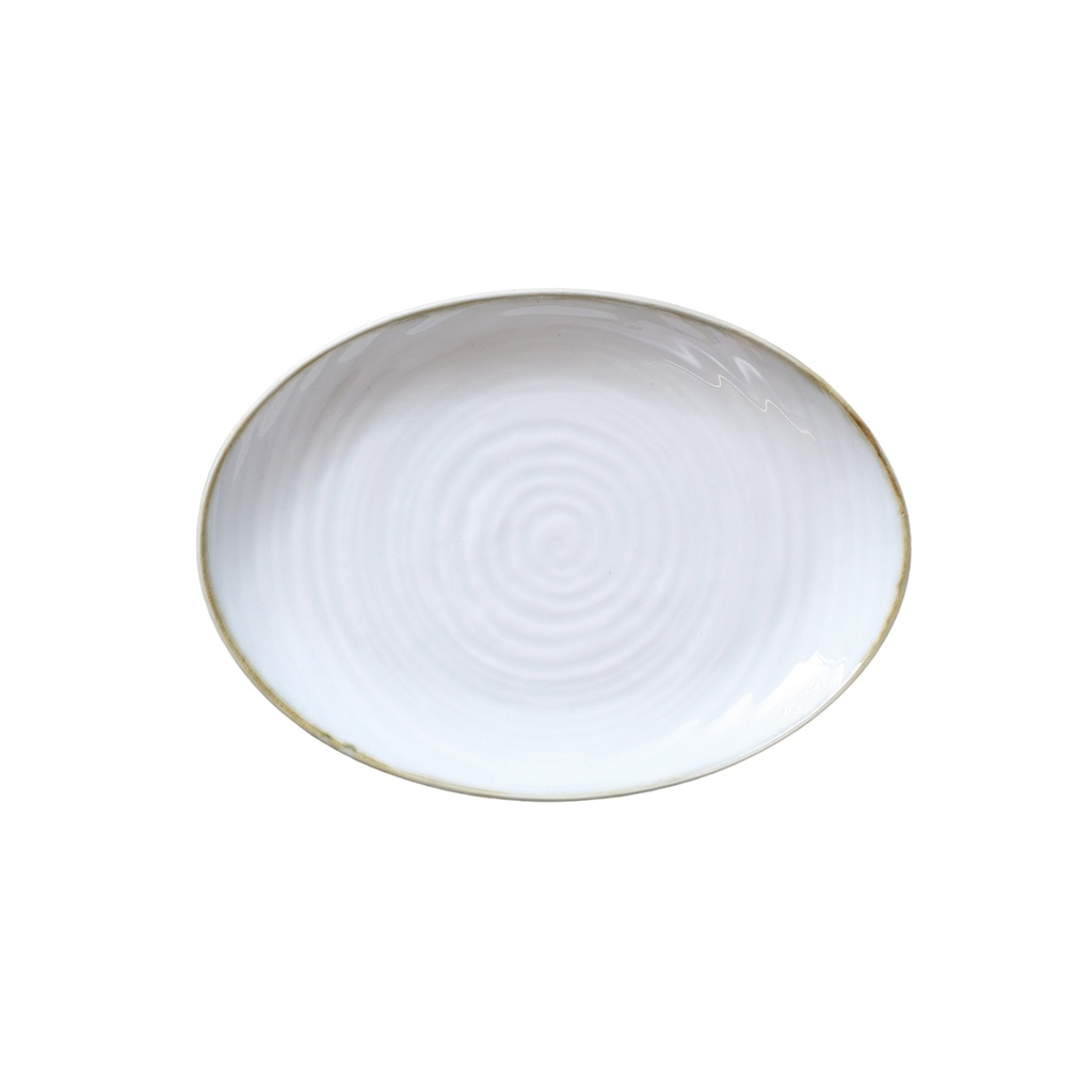 Porceletta Terra Reactive Glaze Porcelain Oval Plate 8"