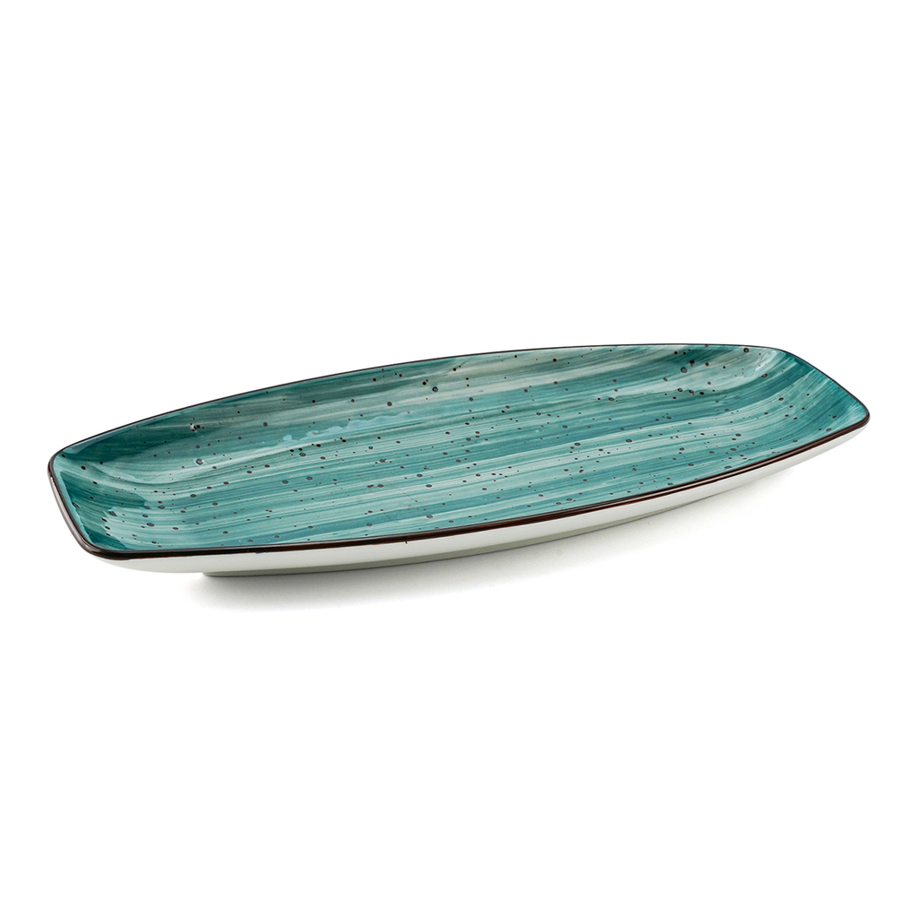 Porceletta Green Color Glazed Porcelain green Boat Plate 35 cm / 14"