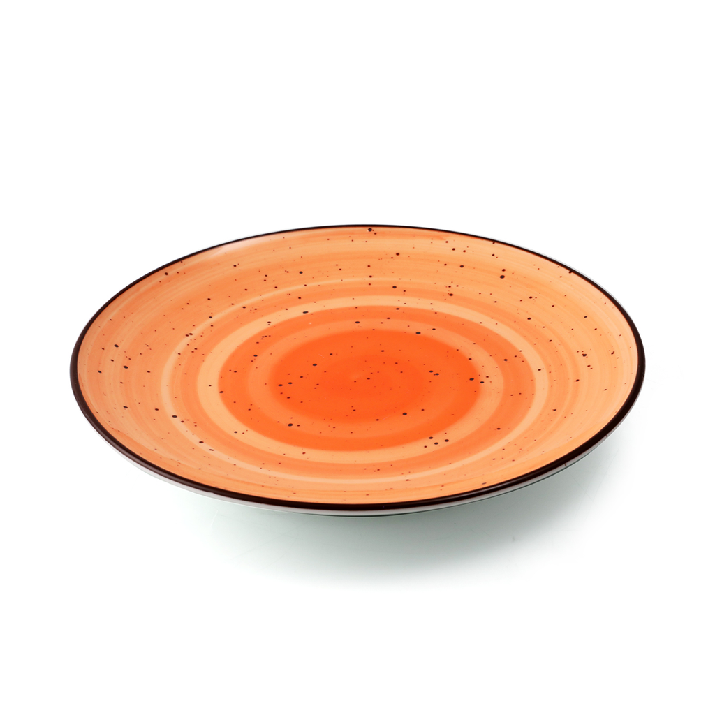 Porceletta Orange Color Glazed Porcelain Rimmed Thin Flat Plate 17 cm / 6.5"