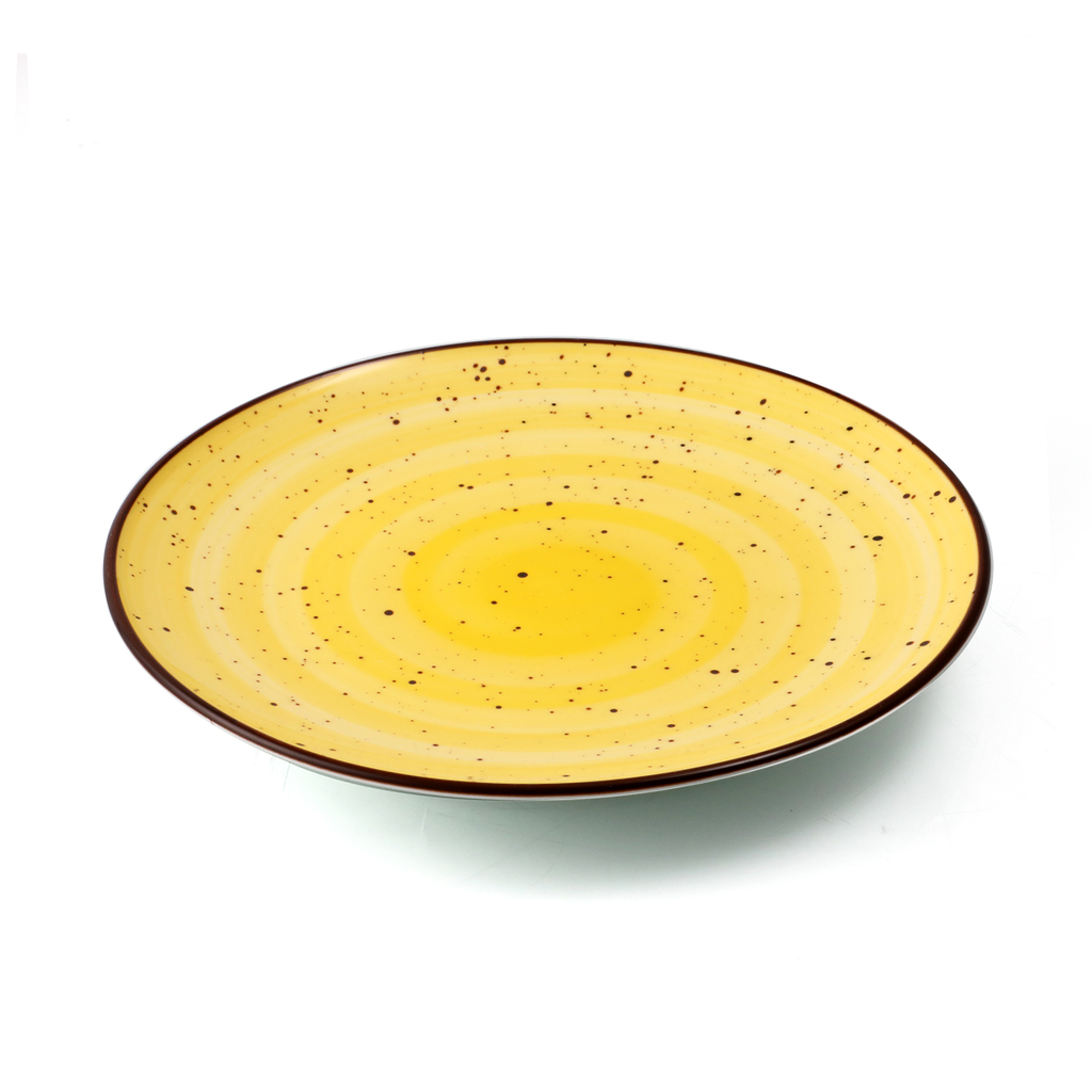 Porceletta Yellow Color Glazed Porcelain Rimmed Thin Flat Plate 17 cm / 7"
