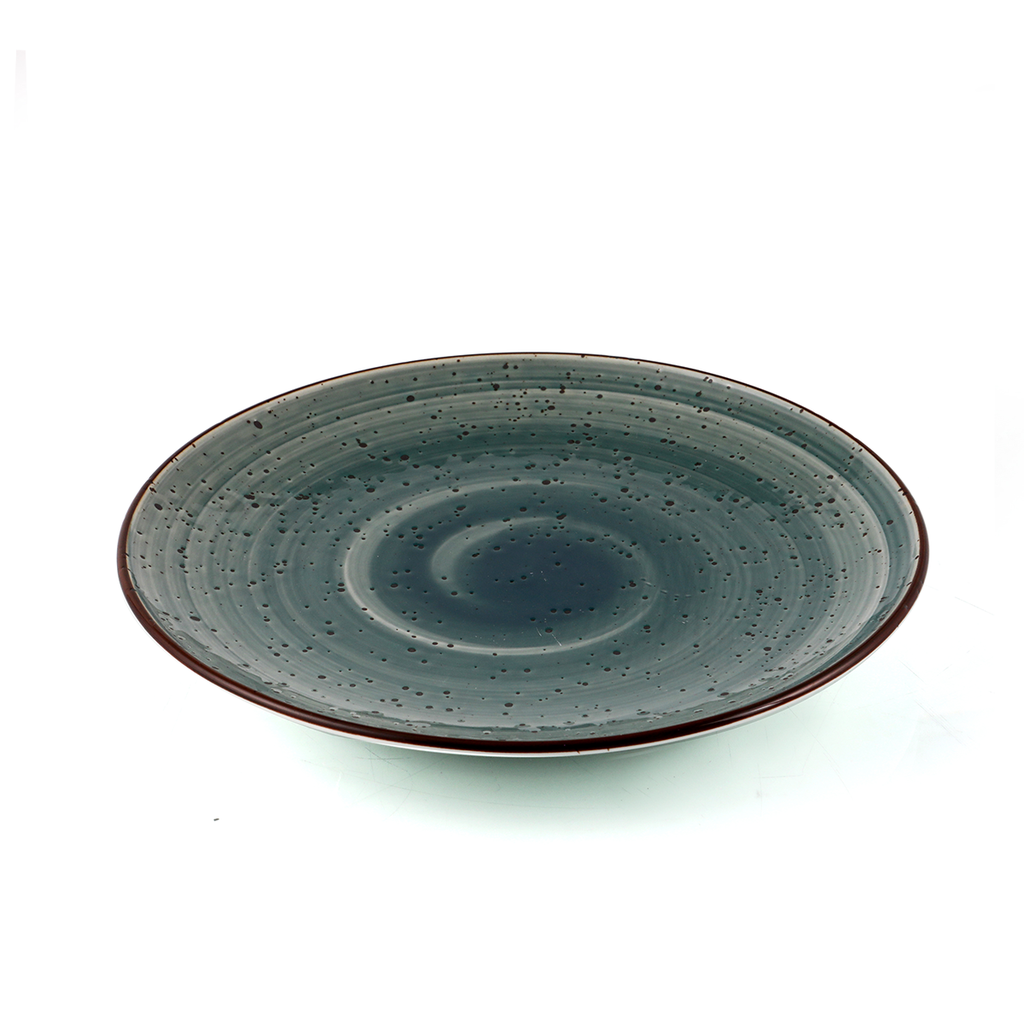 Porceletta Green Color Glazed Porcelain Rimmed Thin Flat Plate 8"