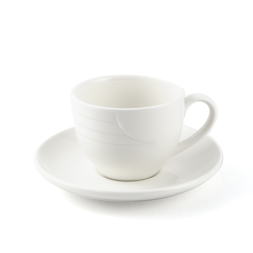 [08-262] Porceletta Ivory Porcelain Coffee Cup & Saucer Castillo Design 220 ml