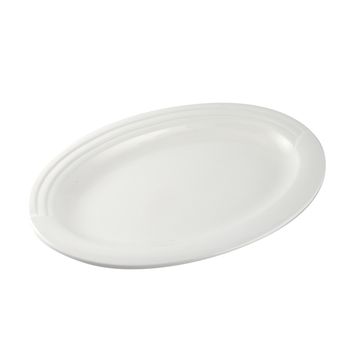 [08-269] Porceletta Ivory Porcelain Oval Plate Castillo Design 30 cm / 12"
