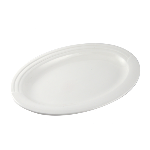 [08-270] Porceletta Ivory Porcelain Oval Plate Castillo Design 35 cm / 14"