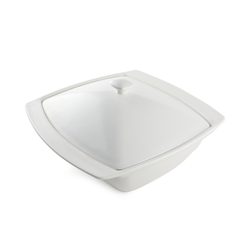 [08-288] Porceletta Ivory Porcelain Tureen Meena Design 10.5"