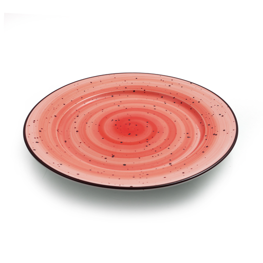 [08-318DR] Porceletta Red Color Glazed Porcelain Rimmed Thin Flat Plate 20 cm / 8"