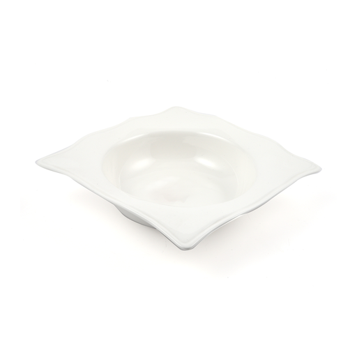 [08-356] Porceletta Ivory Porcelain Salad and Soup Wavy Bowl 8.5"