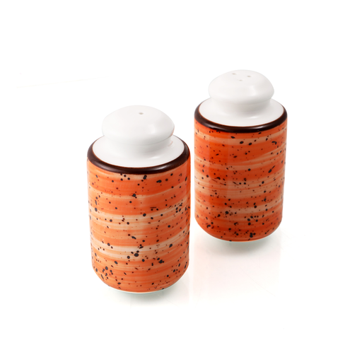 [08-441DO] Porceletta Orange Color Glazed Porcelain Salt & Pepper Set