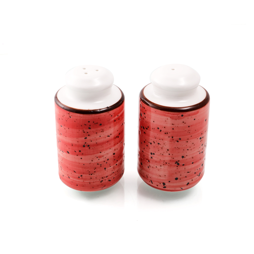 [08-441DR] Porceletta Red Color Glazed Porcelain Salt & Pepper Set