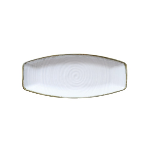 [08-134D2] Porceletta Terra Reactive Glaze Porcelain 14" Boat Shape Plate