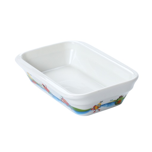 [08-1383KD2] Porceletta Ivory Porcelain Kids Rectangular Deep Dish 14 cm