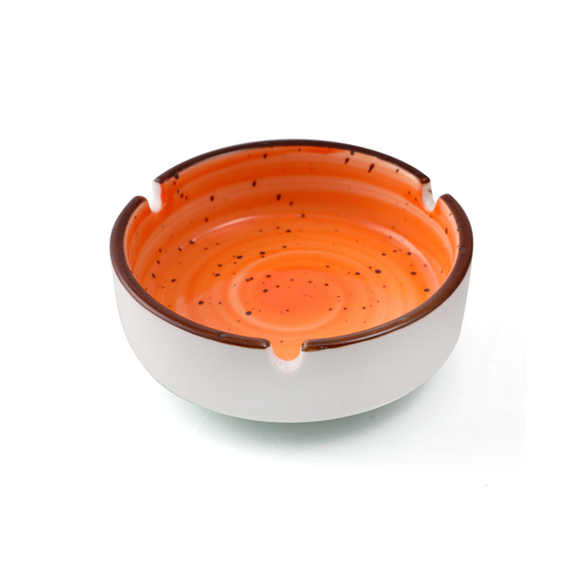 [08-139DO] Porceletta Orange Color Glazed PorcelainRound Ashtray 4"