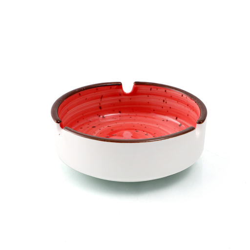 [08-139DR] Porceletta Red Color Glazed Porcelain Round Ashtray 4"