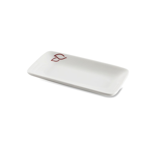 [08-386L] Porceletta Ivory Porcelain 5.5"" Rectangular Dish with Logo