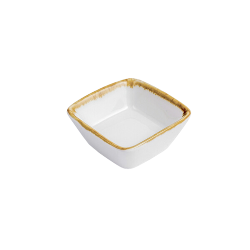 [08-398D1] Porceletta Ivory Mocha Porcelain Square Dish 7 cm
