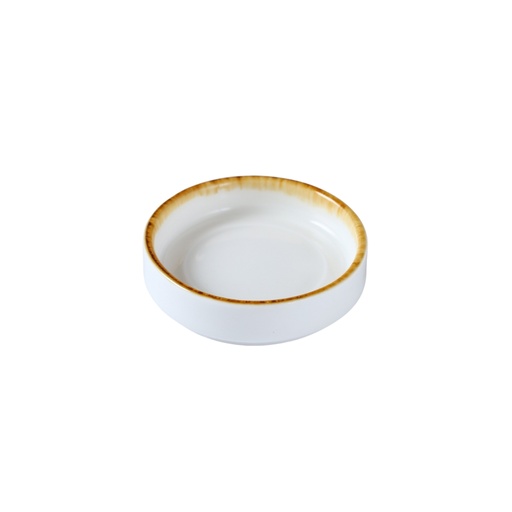 [08-404D1] Porceletta Ivory Mocha Straight Round Dish 3"