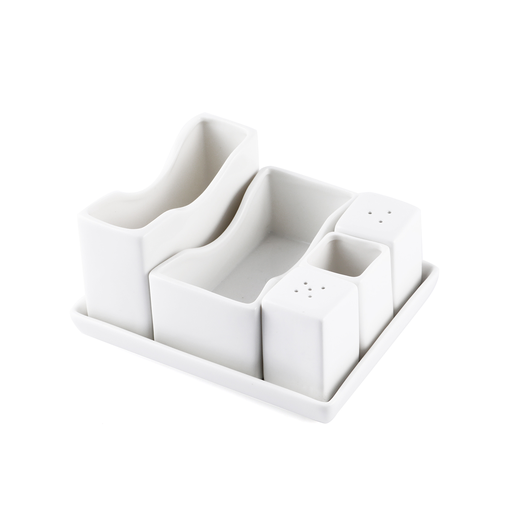 [08-410] Porceletta Ivory Porcelain Square Salt & Pepper set