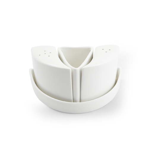 [08-415] Porceletta Ivory Porcelain Table Condiment Set 4 Pieces