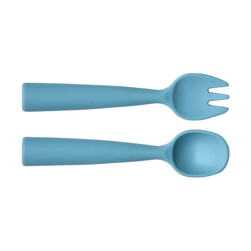 [01-247] Vague Silicone Spoon & Fork Set for Kids